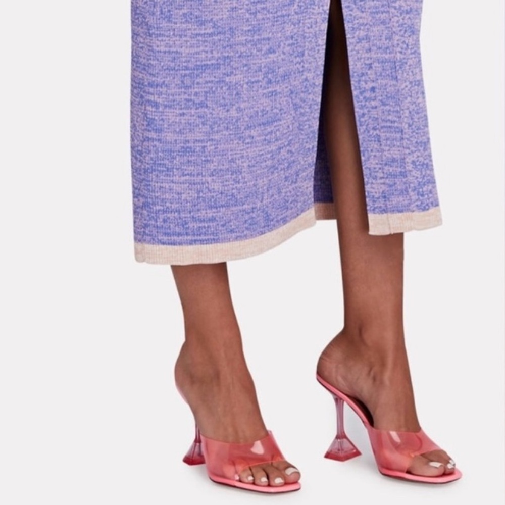 Amina Muaddi Lupita Glass Heel Mules Shoes Vibrant Pink Mules